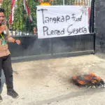 Abdi Fauzi pada aksi menuntut proses hukum paa Gus Plered. (©dok pribadi)
