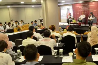 Wali Kota Hadianto pada Kongres II IAP Sulawesi Tengah di Palu, Sabtu (8/11/2025). (©Prokopim Setda Kota Palu/Imron)