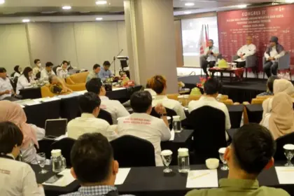 Wali Kota Hadianto pada Kongres II IAP Sulawesi Tengah di Palu, Sabtu (8/11/2025). (©Prokopim Setda Kota Palu/Imron)