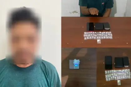 Pelaku berinisial RA alias AA (32) diringkus tim opsnal Unit I Subdit II Ditresnarkoba Polda Sulteng di rumah Desa Omu, Sigi. Dok: Ditresnarkoba Polda Sulteng. (©Humas Polda Sulteng)