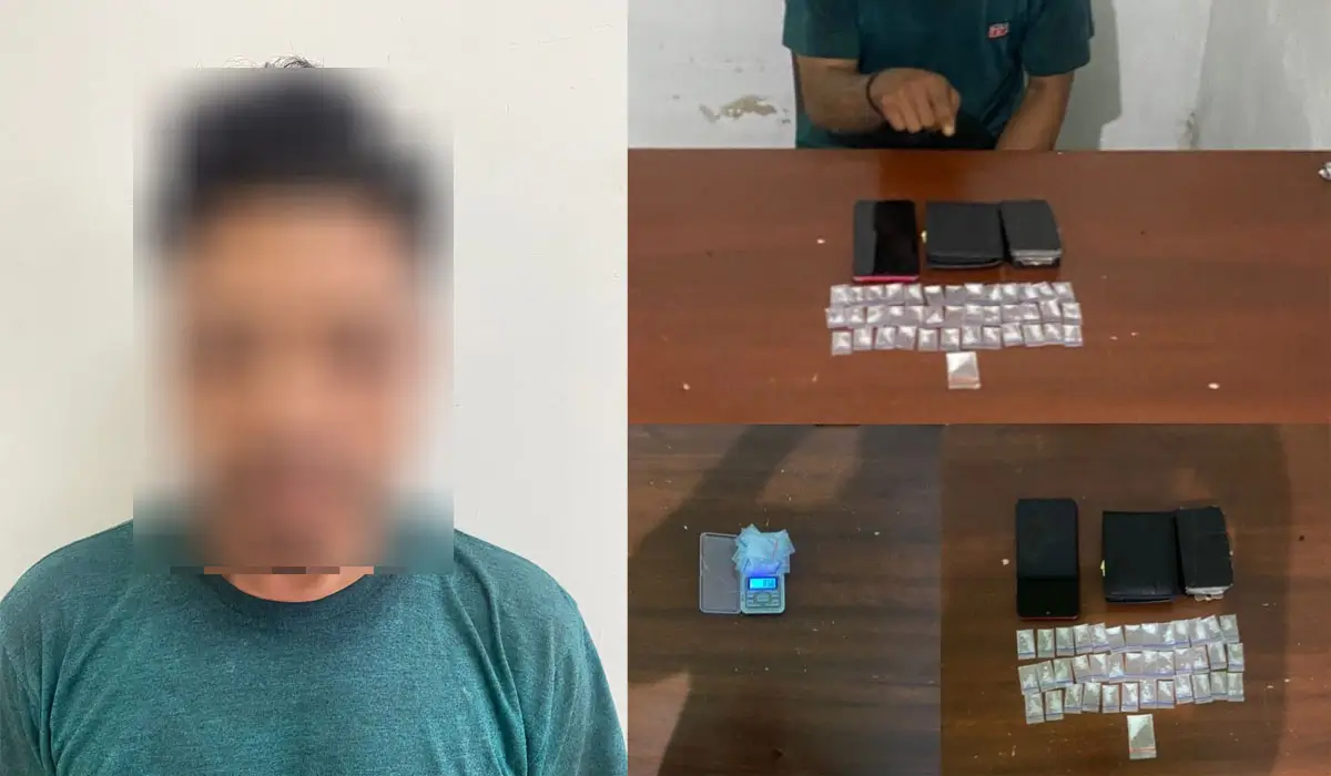 Pelaku berinisial RA alias AA (32) diringkus tim opsnal Unit I Subdit II Ditresnarkoba Polda Sulteng di rumah Desa Omu, Sigi. Dok: Ditresnarkoba Polda Sulteng. (©Humas Polda Sulteng)
