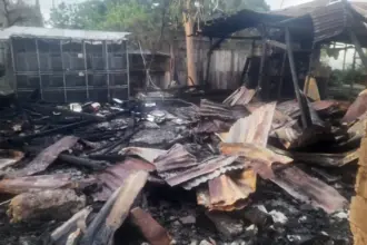 Puing sisa kebakaran yang terjadi di Jalan Yojokodi Palu, Kamis (13/11/2025) dini hari. (©Humas Polresta Palu)