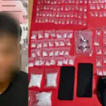 Tersangka dan barang bukti sabu yang disita aprat Polresta Palu, Sabtu (22/11/2025). (©Humas Polresta Palu)