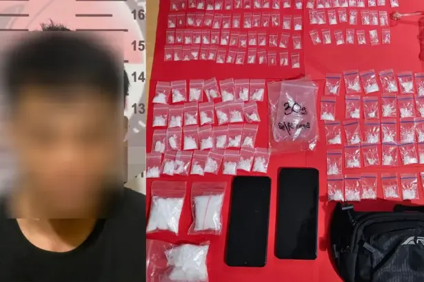 Tersangka dan barang bukti sabu yang disita aprat Polresta Palu, Sabtu (22/11/2025). (©Humas Polresta Palu)