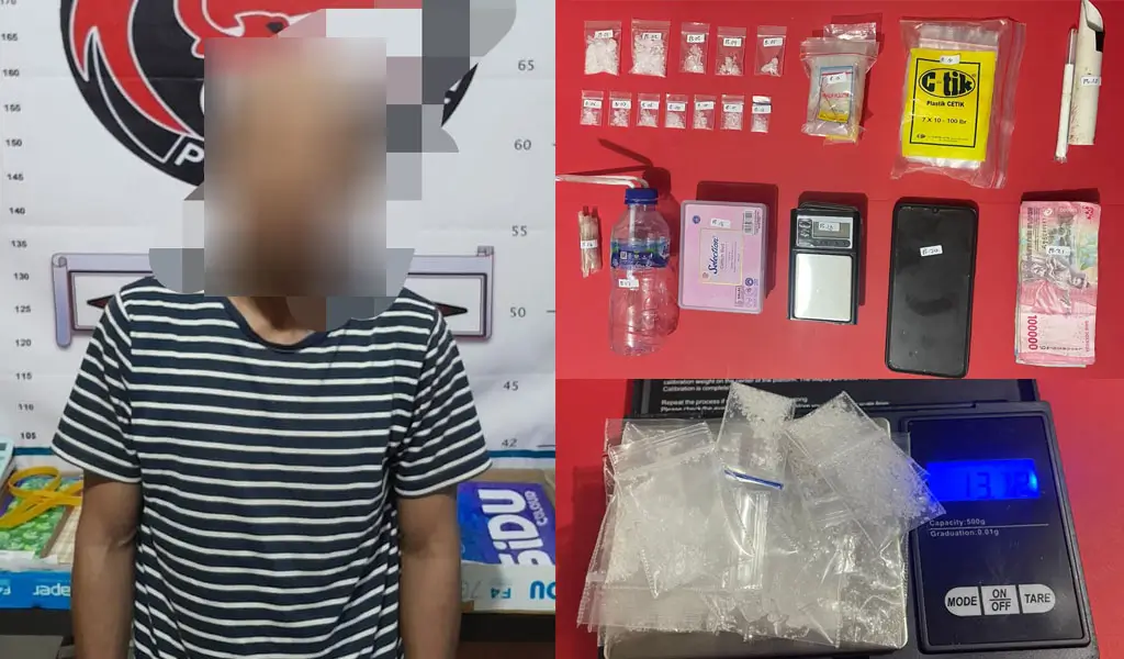 Tersangak MS dan barang bukti sabu yang berhasil disita Polisi di Tavanjuka, Sabtu (8/11/2025). (©Humas Polresta Palu)