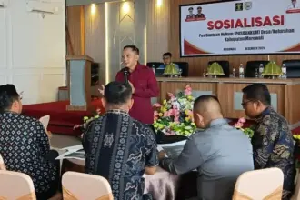 Sosialisasi Posbankum bagi kepala desa dan lurah di Morowali, Kamis (4/12/2025). (©Kemenkum Sulteng)