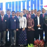 Pelantikan Pengurus KONi SUlteng di Palu, Selasa (2/12/2025). (©Pendam 23)