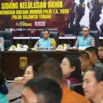 Sidang Kelulusan Akhir Penerimaan Bintara Brimob Polri Tahun Anggaran 2026 di Aula Rupatama Lantai II Polda Sulteng, Selasa sore (23/12/2025). (©Humas Polda Sulteng)