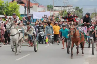 Peserta memacu dokarnya pad abalap dokar di Palu, Sabtu (27/12/2025). (©FB/Armin Amiruddin)