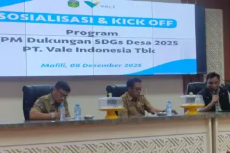 Kick Off pemberdayaan masyarakat SDGs Desa 2025 oleh Pt Vale Indonesia, Senin (8/12/2025). (©PT Vale Indonesia)