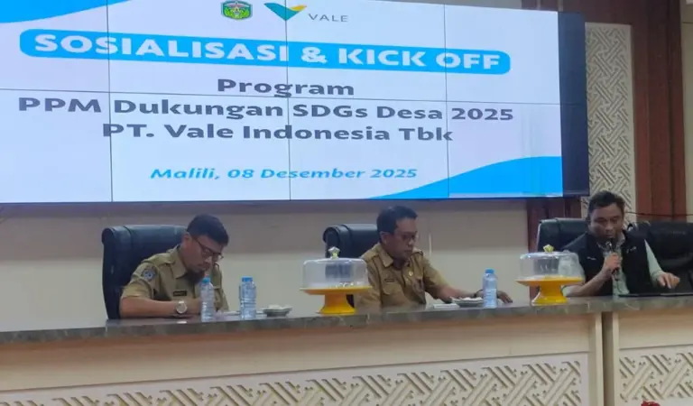 Kick Off pemberdayaan masyarakat SDGs Desa 2025 oleh Pt Vale Indonesia, Senin (8/12/2025). (©PT Vale Indonesia)
