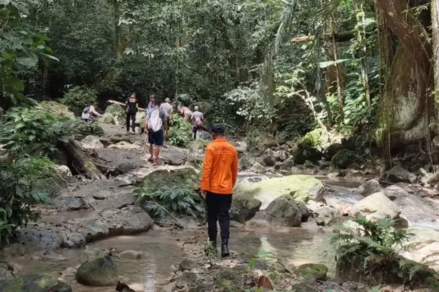 Upaya pencarian oleh Tim SAR Gabungan atas seorang kake yang hilang di perkebunan Pagimana, Luwuk, Kamis (1/1/2026). (©Basarnas Palu)
