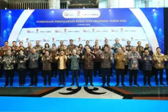 Seremonial pembukaan bursa efek 2026 di Jakarta, Jumat (2/1/2026). (©OJK)