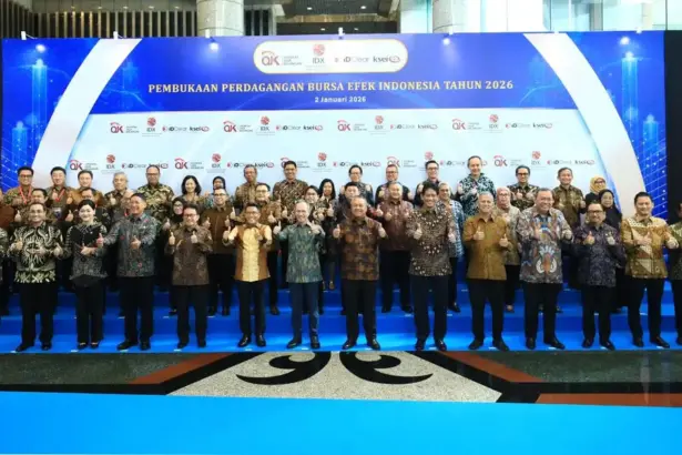 Seremonial pembukaan bursa efek 2026 di Jakarta, Jumat (2/1/2026). (©OJK)