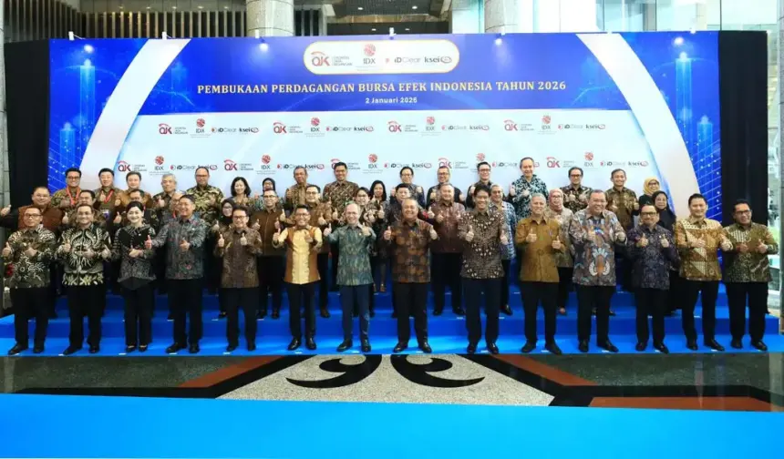Seremonial pembukaan bursa efek 2026 di Jakarta, Jumat (2/1/2026). (©OJK)