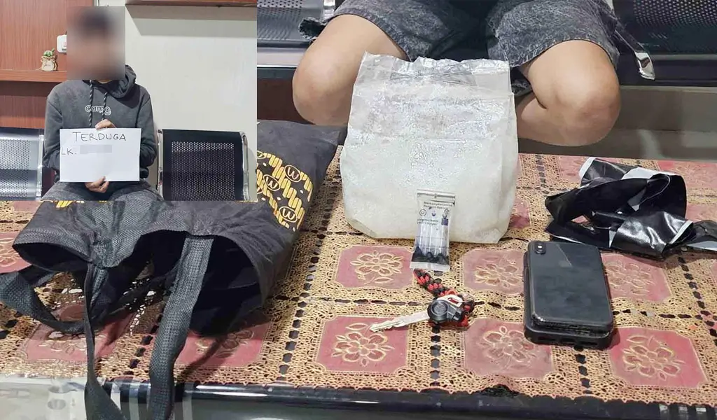 Terduga kurir narkoba beserta barang bukti 1 kg sabu di Polda SUlteng, Kamis (29/1/2026). (©Humas Polda Sulteng)