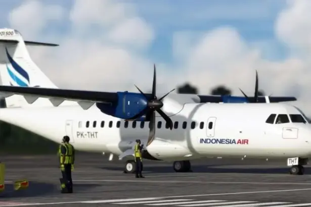 Pesawat udara jenis ATR 42-500 yanh dilaporkan hilang kontak atau loss contact, Sabtu (17/1/2026) siang (Foto: Akun X@Flight SIM)