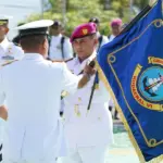 Sertijab Danlanal Palu dari Kolonel Laut (P) Marthinus Sir kepada Letkol Marinir M. Ali Wardhana. (©Prokopim Setda Kota Palu/Jufri)