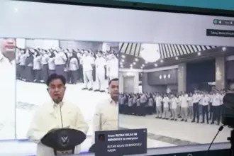 Apel bersama nasional Ditjenpas Sulteng di Palu secara virtual, Senin (12/1/2026). (©Humas Ditjenpas Sulteng)