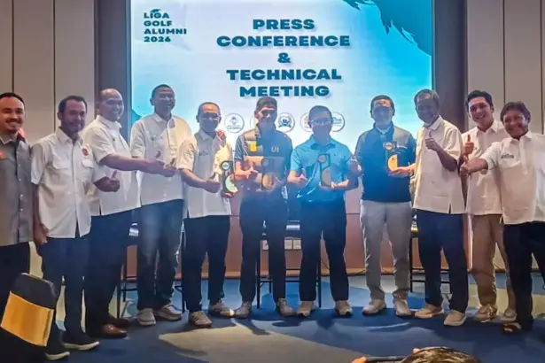 Konferensi pers Liga Golf Alumni Perguruan Tinggi 2026 di Jakarta Selatan, Jumat (23/1/2025). (©PanitiaLGA2026)