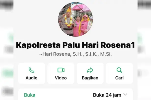 Tampilan kontak Kapolresta Palu yang dicatut untuk penipuan. (©Humas Polresta Palu)