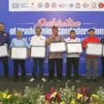 Deklarasi 9 pimpinan serikat pekerja Indonesia untuk reformasi inklusif terhadap Sistem Jaminan Sosial Nasional (SJSN) di Jakarta, Kamis (26/2/2026). (©ILO Indonesia)