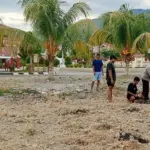 Sejumlah anggota polisi menanam jagung di lahan kosong markas Polsek Tomini, Parimo, Kamis (12/2/2026). (©Polres Parimo)