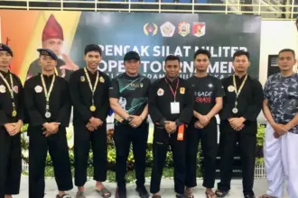 Tim silat militer Polda Sulteng pada Open Tournament Pangdam XXIII/Palaka Wira di Palu, Sabtu (7/2/2026). (©Humas Polda Sutleng)