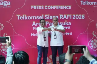 Vice President Consumer Business Telkomsel Area Pamasuka, Muharlis pada press conference Telkomsel Siaga Rafi 2026 di Makassar, Kamis (26/2/2026). (©Telkomsel Pamasuka)