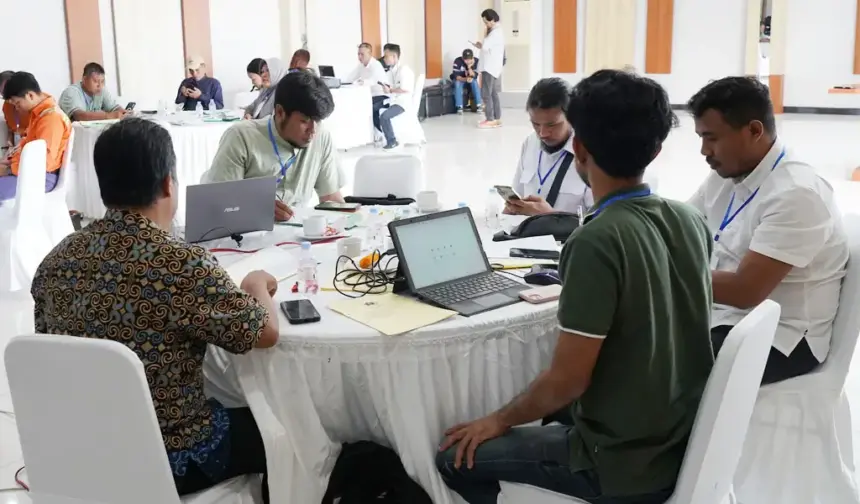 Sejumlah wartawan mengikuti uji kompetensi di Morowali, Selasa (3/2/2026). (©PT Vale Indonesia)