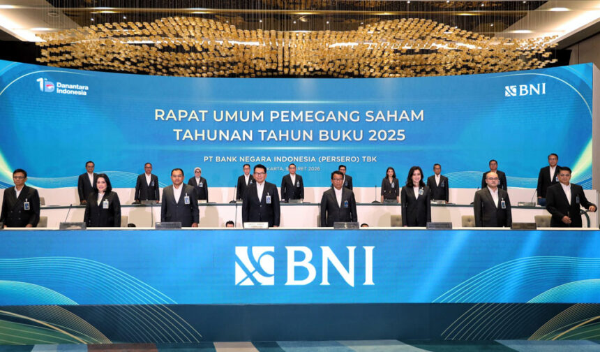 Para pemegang saham pada RUPST Bank BNI di Jakarta, enin (9/3/2026). (©PT BNI)