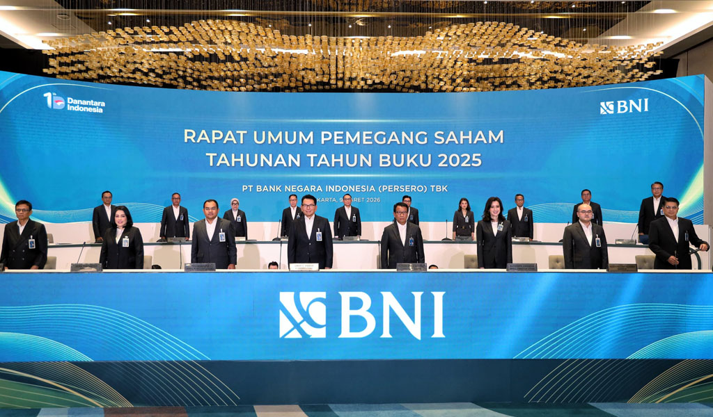Para pemegang saham pada RUPST Bank BNI di Jakarta, enin (9/3/2026). (©PT BNI)