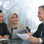 Ilustrasi tenaga kerja asing di perbankan. (©AI Generative)