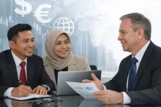 Ilustrasi tenaga kerja asing di perbankan. (©AI Generative)
