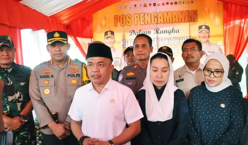 Wali Kota bersama Wawali, Sekot, Kapolresta, Dandim 1306/KP pada pengecekan pos pengamanan Lebaan di palu, Kamis (19/3/2026). (©Prokopim Setda Kota Palu/Imron)