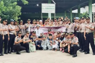 Penyaluran bantuan sembako kepada panti asuhan oleh SIP Angatan ke-55 Setukpa Polri di palu, Rabu (18/3/2026). (©Humas Polda Sulteng)