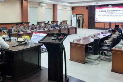 Rakor pengaman Haul ke-58 Guru Tua di Mapodla Sulteng, Kamis (26/3/2026). (©Humas Polda Sulteng)