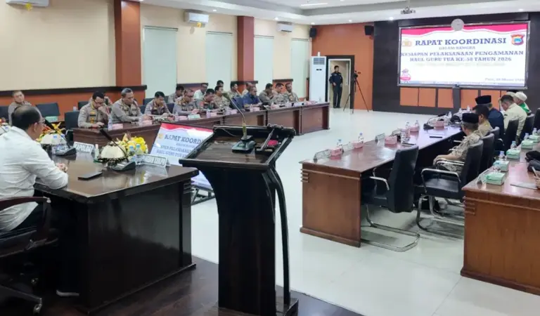 Rakor pengaman Haul ke-58 Guru Tua di Mapodla Sulteng, Kamis (26/3/2026). (©Humas Polda Sulteng)