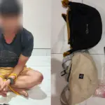 A alias U bersama barang bukti sabu yang disita aparat Ditresnarkoba Polda SUlteng, Rabu (11/3/2026). (©Ditresnarkoba Polda Sulteng)