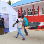 Simulasi tanggap darurat banjri bandang yang digelar di Desa Rogo, Dolo Selatan, Sigi, Minggu (15/2/2026). (©Rumah Dua Jari)