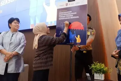 , Menteri Pemberdayaan Perempuan dan Perlindungan Anak, Arifah Fauzi pada peluncuran panduan penanganan kekerasan seksual bagi Polri di Jakarta, Senin (2/3/2026). (©Jentera)