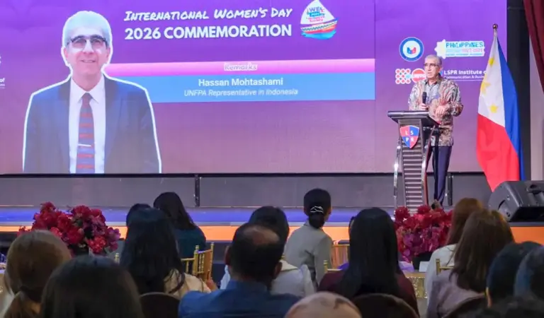 Kepala Perwakilan UNFPA Indonesia, Hassan Mohtashami pada peringatan Hari Perempuan Internasional (IWD) 2026 di Jakarta, Selasa (10/3/2026). (©Itsnain G. Bagus/UNFPA Indonesia)