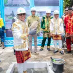 Bupati Kolaka Amri pada peresmian revitalisasi pasar di Mekongga di Kolaka, Sabtu (28/2/2026). (©Vale Indonesia)