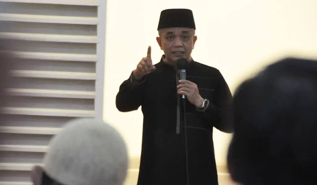 Wali Kota Palu Hadianto Rasyid pada buka puasa bersama para Ketua RT dan RW se-Kecamatan Palu Barat dan Kecamatan Tawaeli di Rumah Jabatan Wali Kota Palu, Rabu (11/3/2026). (©Prokopim Setda Kota Palu/Imron)