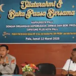 Kapolresta Palu Kombes Pol Hari Rosena pada sialturahmi dan buka puasa bersama ormas pemuda dan mahasiswa di palu, Jumat (13/3/2026). (©Hums Polresta Palu)