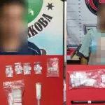 MT dan NA, tersangka kasus peredaran narkotika jenis sabu di Lere, Palu, Jumat (27/3/2026). (©Humas Polresta Palu)