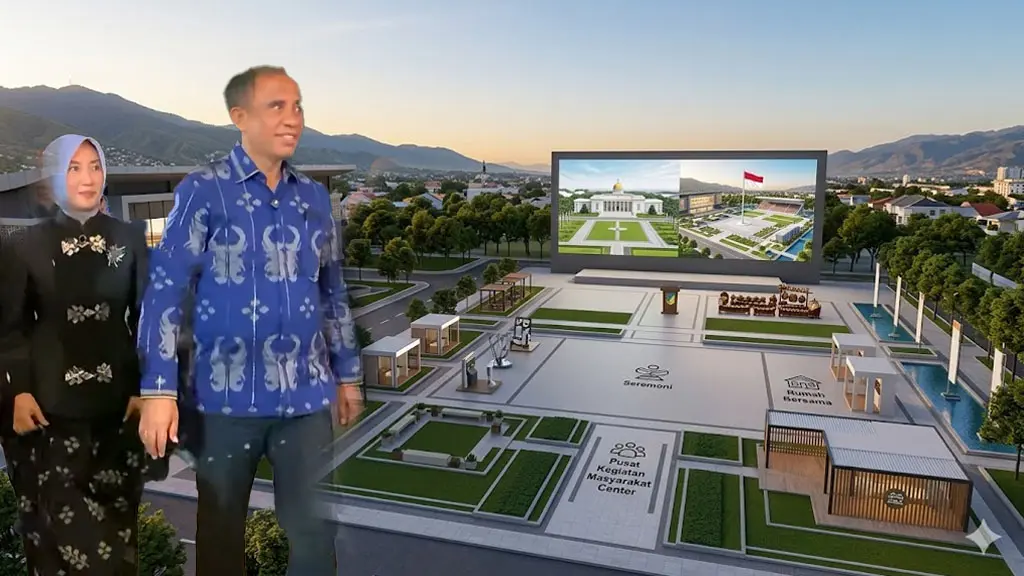 Ilustrasi alun-alun kota. (©AI Generative)