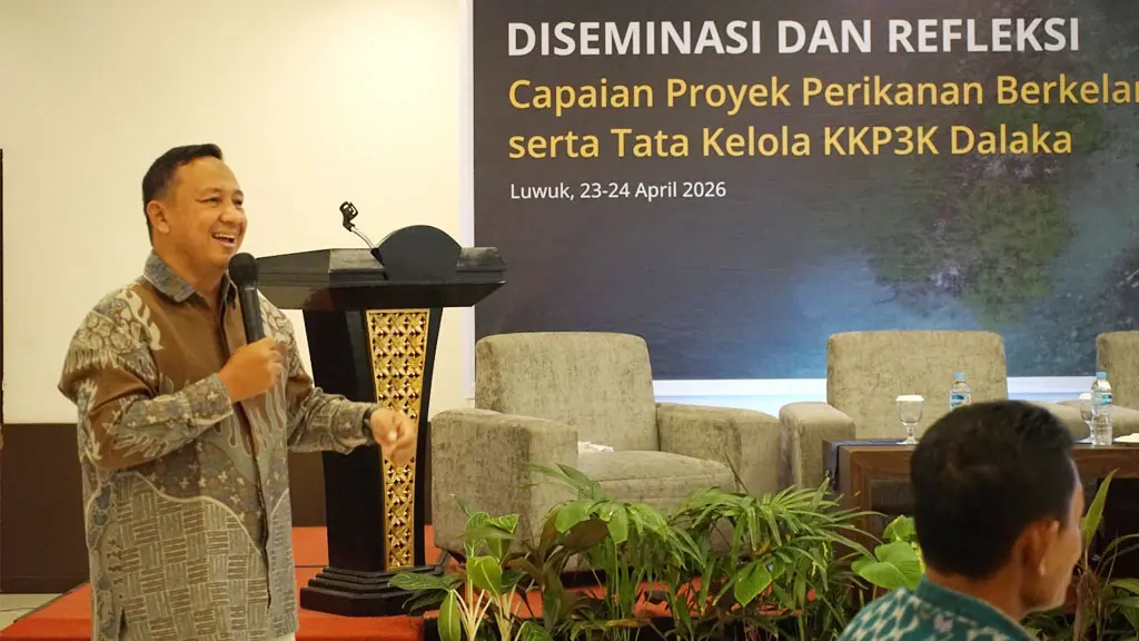 Diseminasi dan Refleksi Capaian Proyek Perikanan Berkelanjutan serta Tata Kelola Kawasan Konservasi Persisir dan Pulau-Pulau Kecil Dalaka di Banggai, Sulawesi Tengah, Kamis (23/4/2026). (©Debby)