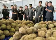 Kepala Badan Karantina Indonesia Sahat M Panggabean (keempat kanan) saat kunjungan persiapan ekspor durian Indonesia ke Tiongkok di Palu, Rabu. (15/4/2026). ANTARA/ (Kristina Natalia)