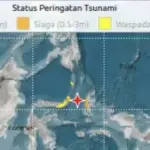 Peta lokasi gempa dan tsunami di Maluku Utara dan Sulawesi Utara. (©BMKG)